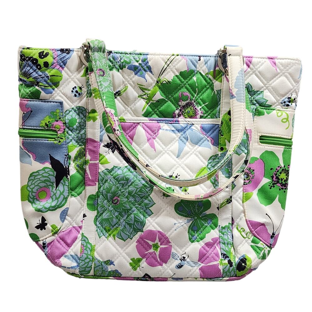Alicia Butterfly Quilted Magnetic Snap Shoulder Tote Shopping Bag Vera Bradley
